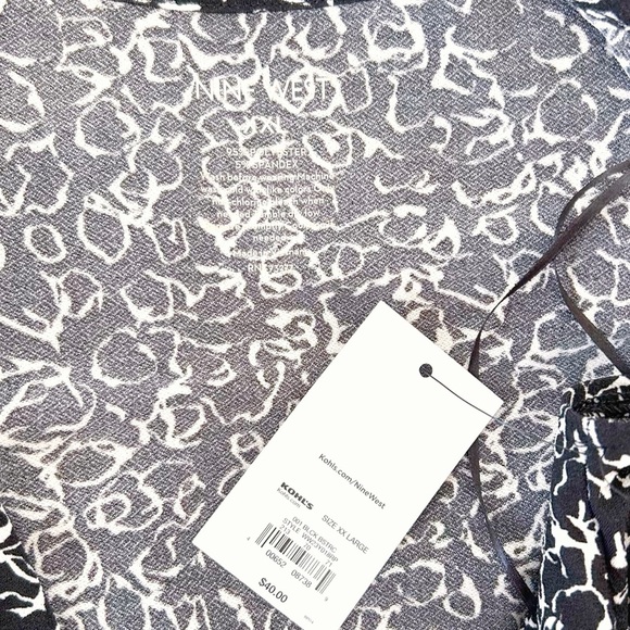 Nine West Wrap Dress Size XXL Black White Short Sleeve Tie V Neck NWT Classic - Picture 10 of 11